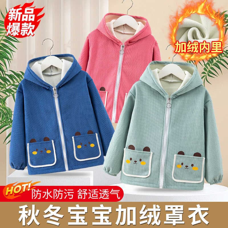 Médio grande crianças forro de lã engrossado jaqueta roupas infantis macacão outono inverno estilo meninos exterior usar
