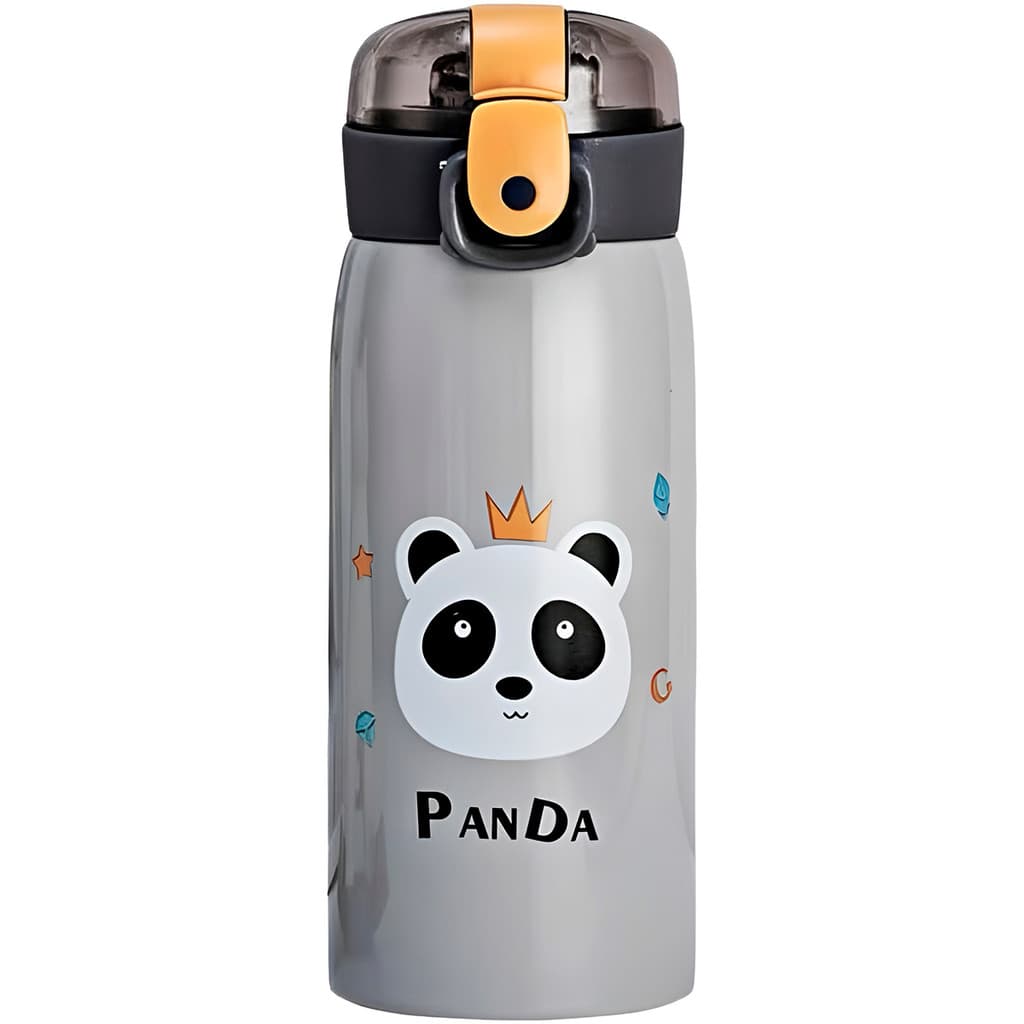 Garrafa Termica Infantil panda Inox Com Canudo 350ml
