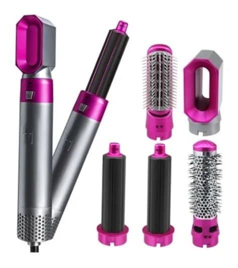 PINK/PRATA - Escova Secador de Cabelo 5 em 1 Multifuncional 110v | AJ-G15-R