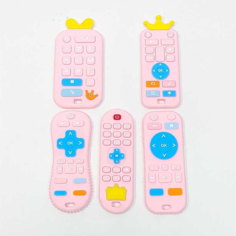 Mordedor de Silicone com controle remoto, mordida divertida, brinquedo para telefone de bebê, Anti-comer, calmante, mola