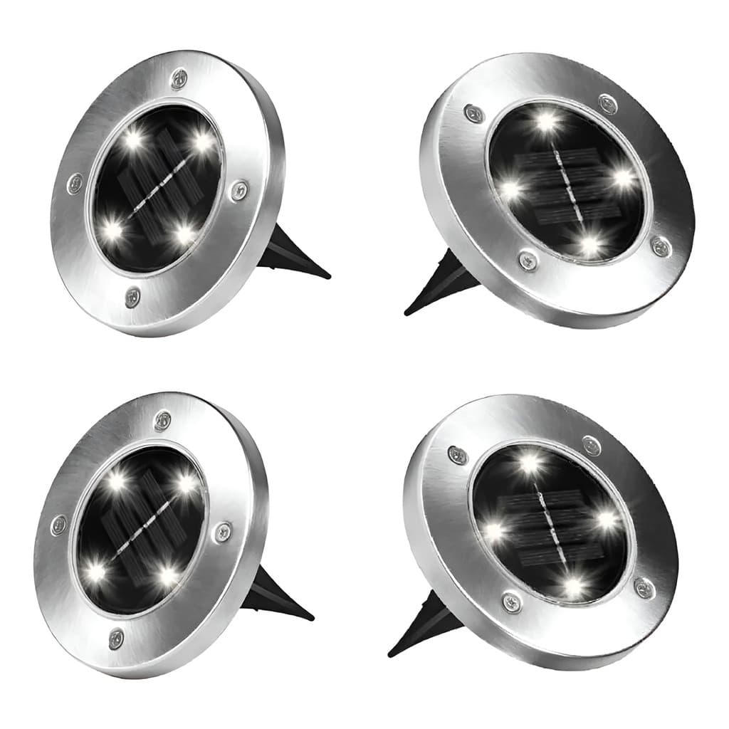 Conjunto 4 Spots de Jardim Iluminação Solar Automáticas Grama