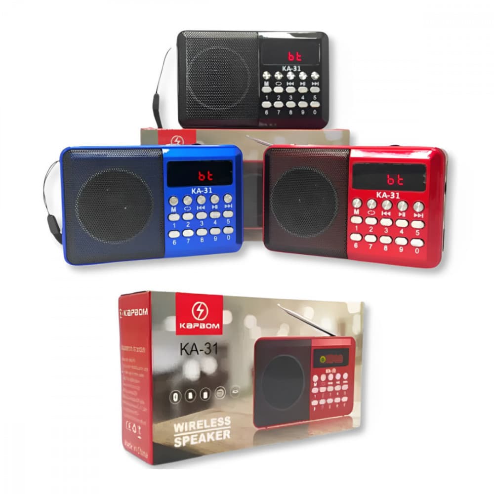 Rádio Retrô Bluetooth Fm Digital De Bolso Portátil Recarregável Kapbom KA-31 (***DISPONÍVEL SOMENTE 06 VERMELHO)