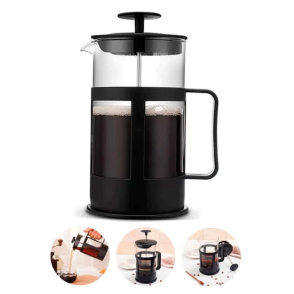Cafeteira Prensa Francesa 350ml em Vidro com Filtro Inox Para Café Gourmet e Chá MO-AK-55