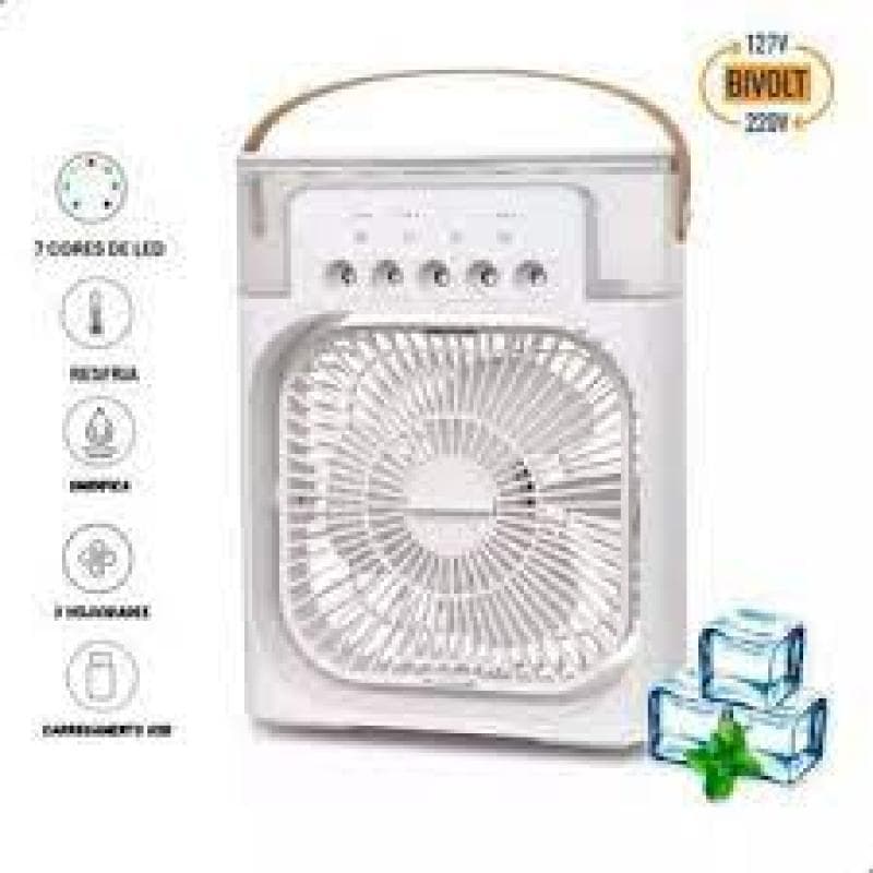 Mini Ar Condicionado Portátil com Ventilador, Refrigeração, Umidificador e Climatizador USB