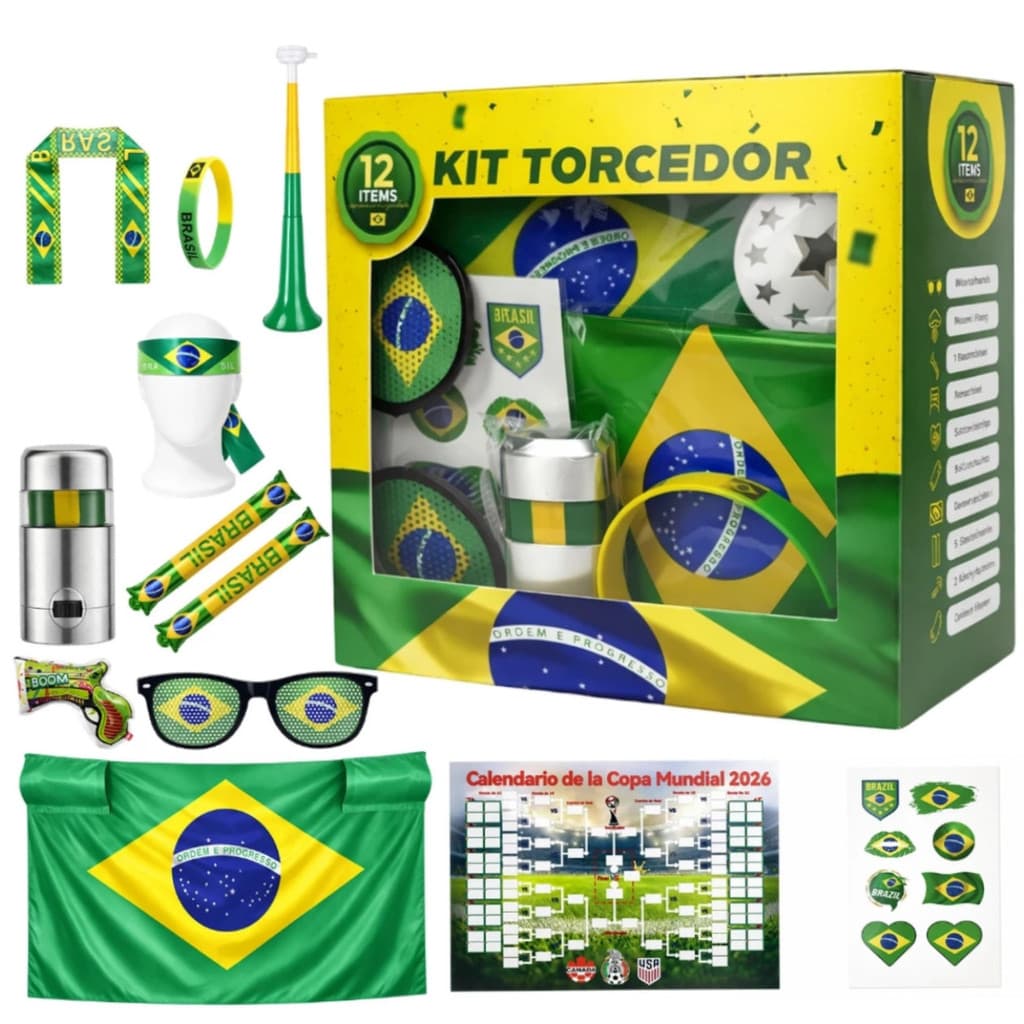 Kit Torcedor Brasil Copa 2026 Completo 12 Peças