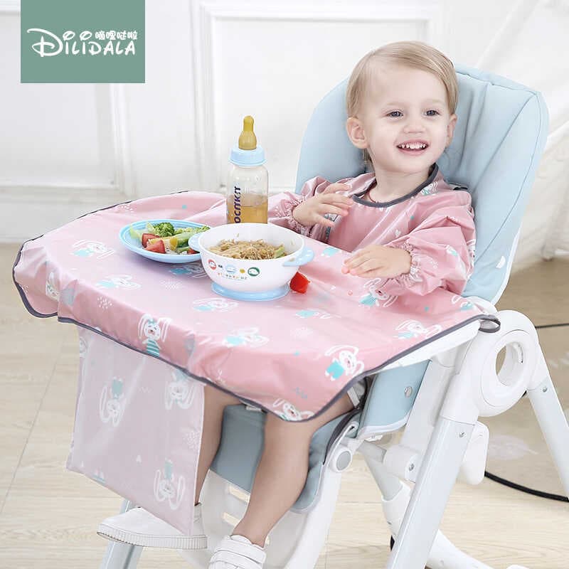 Comer ferramenta útil bandeja babador bebê Anti-sujo mesa de jantar integrada almofada ao redor cadeira de jantar bebê c