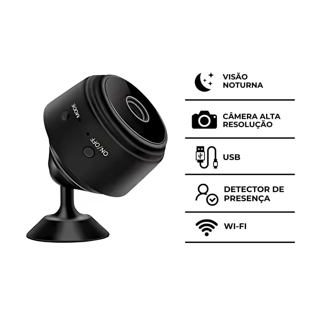Mini Câmera A9 Wi-Fi 1080P Full HD Visão Noturna Detector de Movimento Monitoramento Residencial