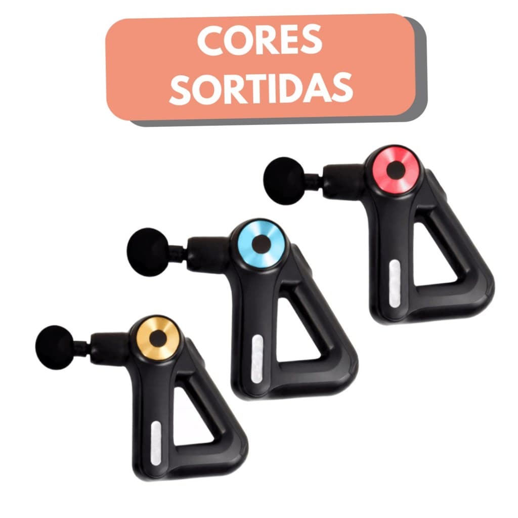 Massageadora Muscular Elétrica, 9 Níveis de Intensidade, Terapia Percussiva, 9 Ponteiras, Recarregável USB, Bivo