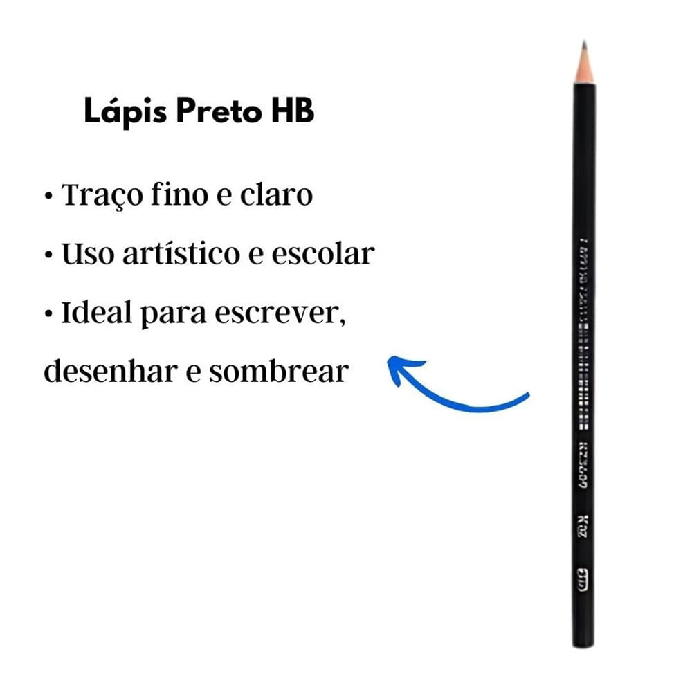 Kit 02 Lápis de Escrever Preto Corpo Redondo HB Nº2