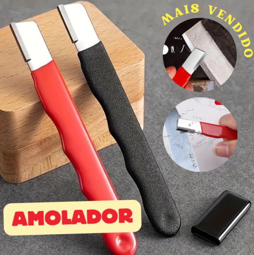 Afiador Profissional de Facas Aço Tungstênio Pedra Diamantada Lâminas Tesoura Jardinagem Cabo Antiderrapante