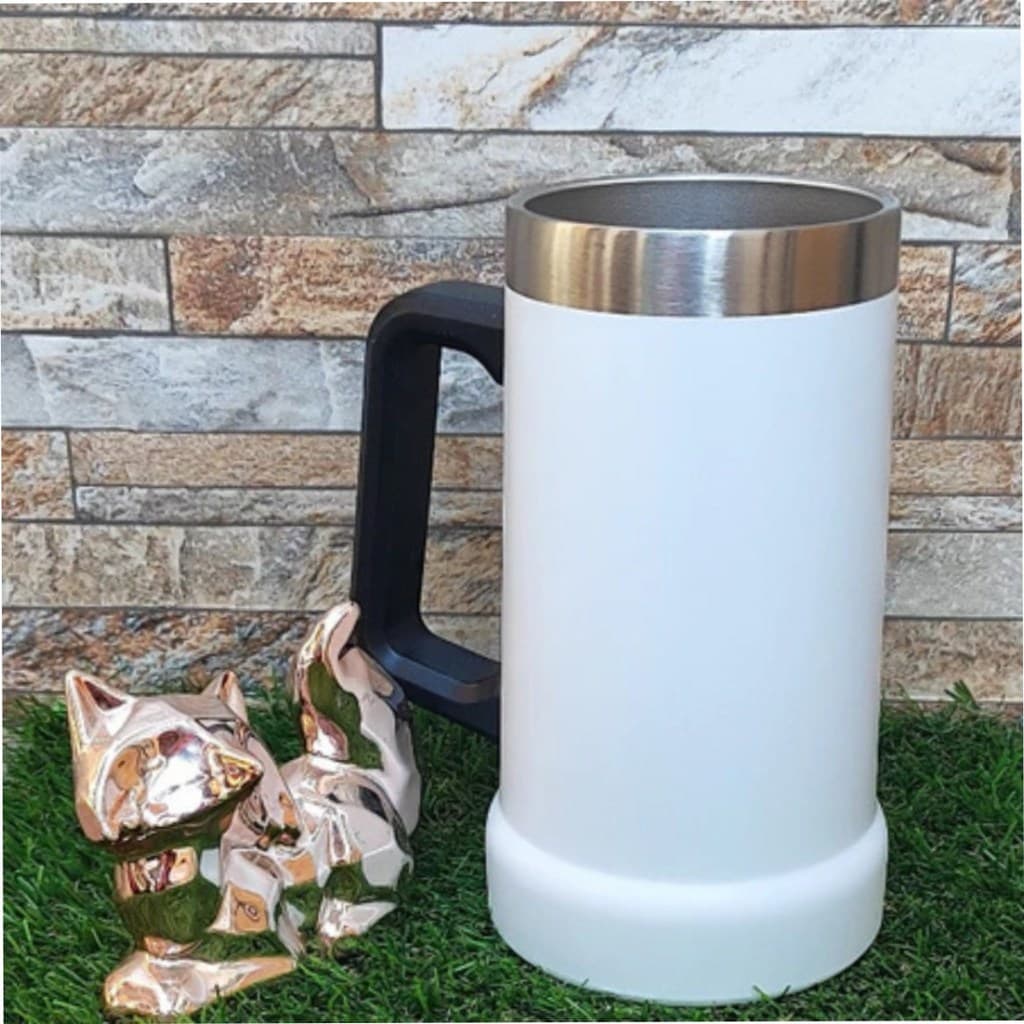 Personalizado - Caneca Térmica Inox De Cerveja (709ml) - Branco
