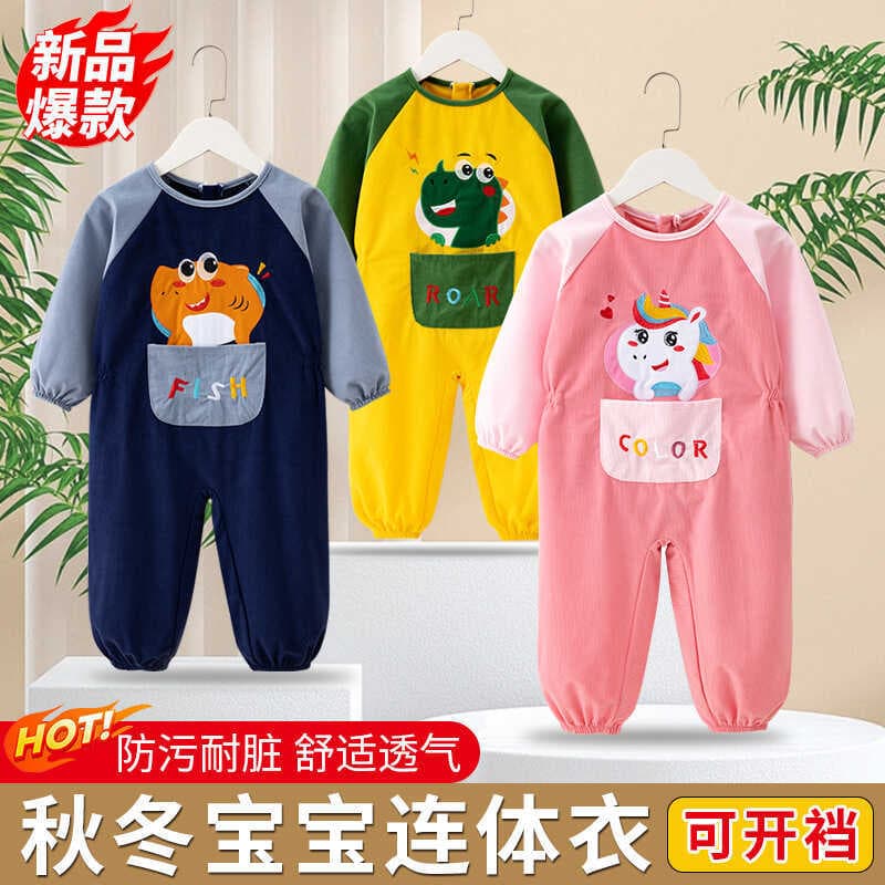 Macacão bebê veludo bebê outono inverno crianças Anti-sujo macacão estilo ocidental rastejando terno macacão