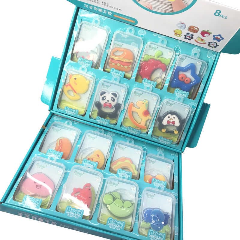 Crianças infantis mordedor líquido Silicone variedade dos desenhos animados Molar vara mordida diversão brinquedos do be