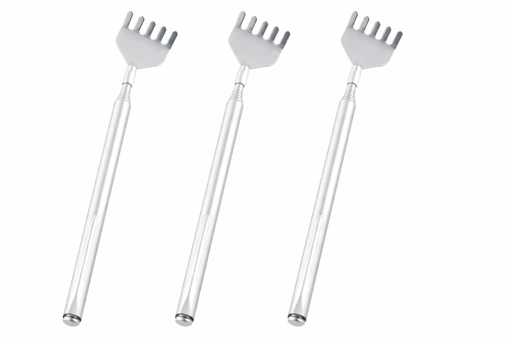 Kit 3 Coçador De Costas Retrátil Mãozinha Extensível Inox