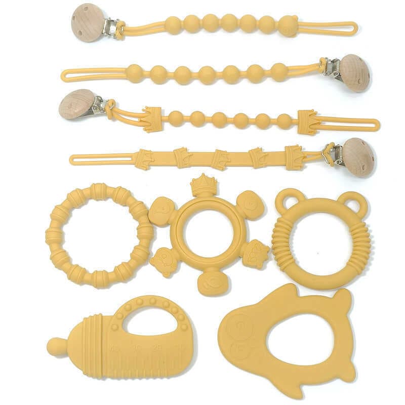 Anel de mordedor para bebê, conjunto anti-perda para comer as mãos, mês de idade, período de dentição do bebê, brinquedo