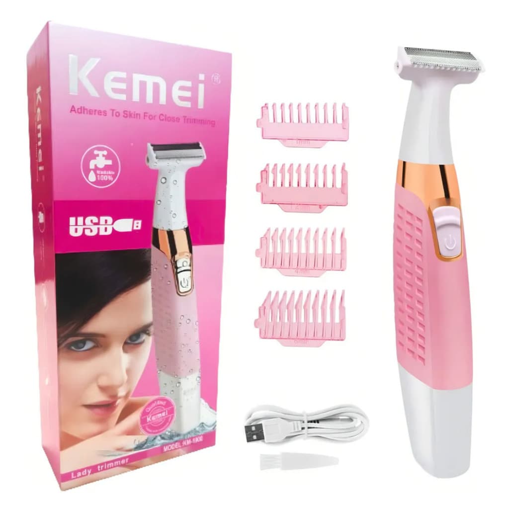 Aparador e Depilador Feminino 2 em 1 KMEI USB - KM-1900