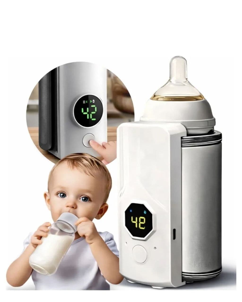 Aquecedor Digital De Mamadeira Portátil Compatível Universal Leite Bebê Display Usb