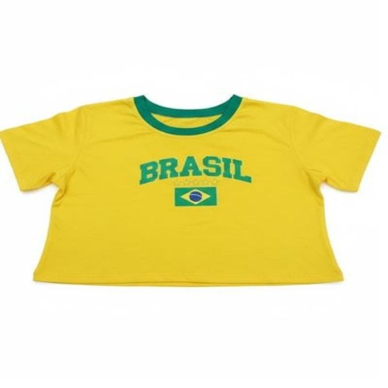 Cropped Manga Brasil Sem Bojo Copa do Mundo Rio de Janeiro Verão Praia 2026