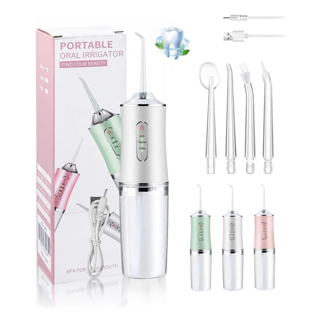 Irrigador Bucal Portátil Recarregável USB 220ml Alta Pressão Limpeza Dental Profunda Para Aparelho Ortodôntico