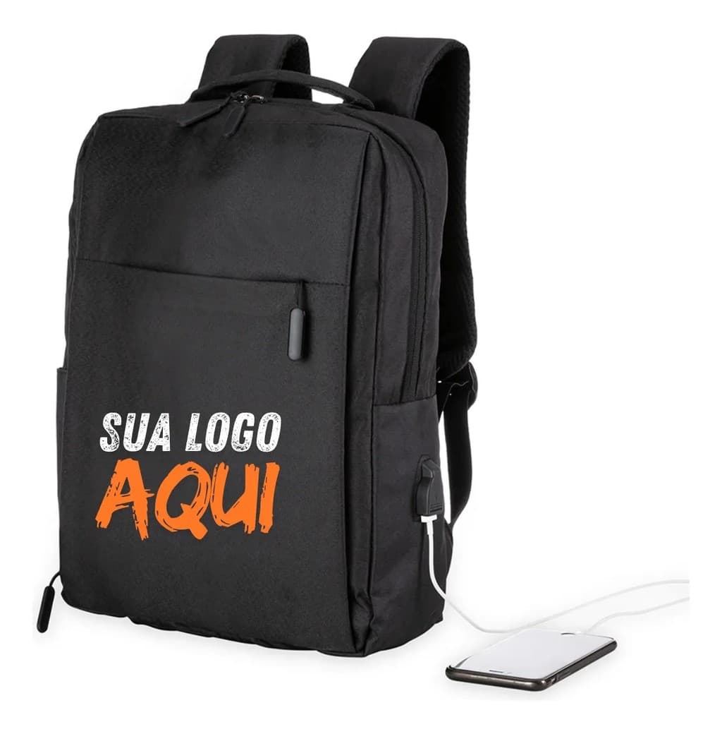 Mochila Notebook Personalizada Sua Logo Marca Usb