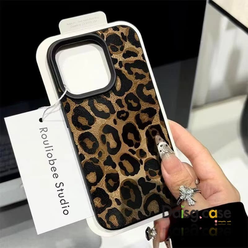Marrom Leopardo Impressão Caso De Telefone Para iPhone 17 16 Pro Max 15 14 Plus 13 12 11 XR XS 16 Lichee Padrão Macio T
