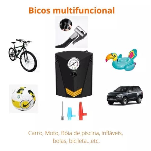 Bomba De Encher Pneu De Carro Bike Moto Eletrica 12v - Car air Pump CKZ-3634