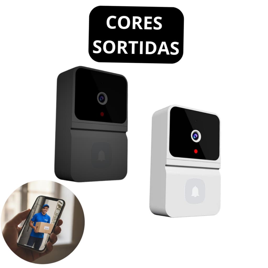 Campainha de vídeo inteligente WIFI com visão noturna com App Premium Bivolt - (Cores Sortidas)