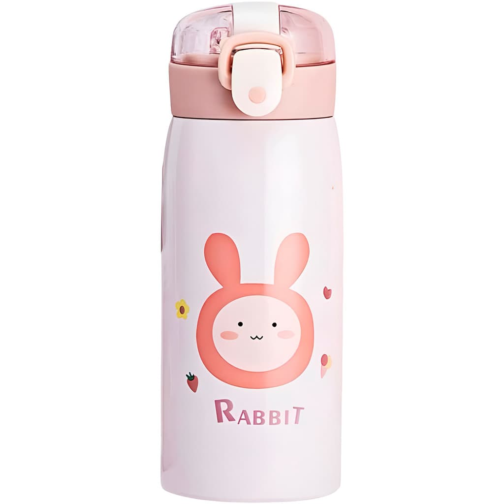 Garrafa Termica Infantil Coelho Inox Com Canudo 350ml