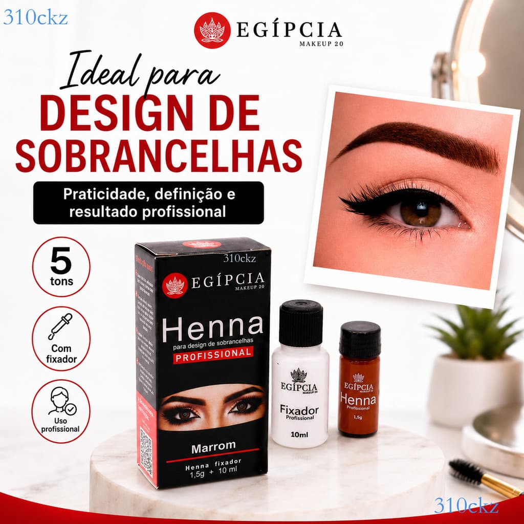 kit 2 Henna Sobrancelha Egípcia Alta Fixação Longa Duração Modelo Rena ✨310ckz