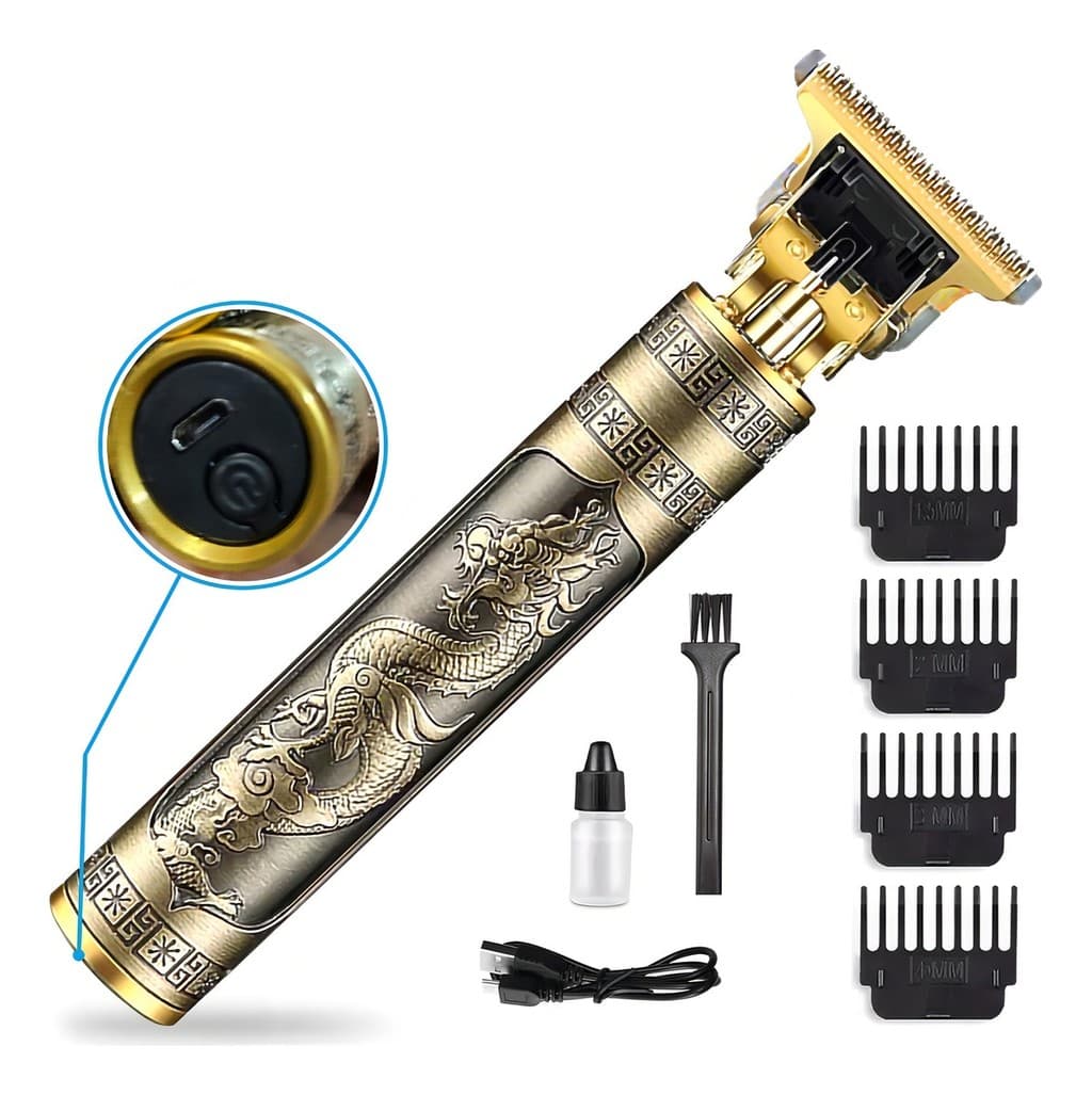 Máquina Dragão: Corte Rápido de Cabelo e Barba com Lâminas Inoxidáveis Seguras