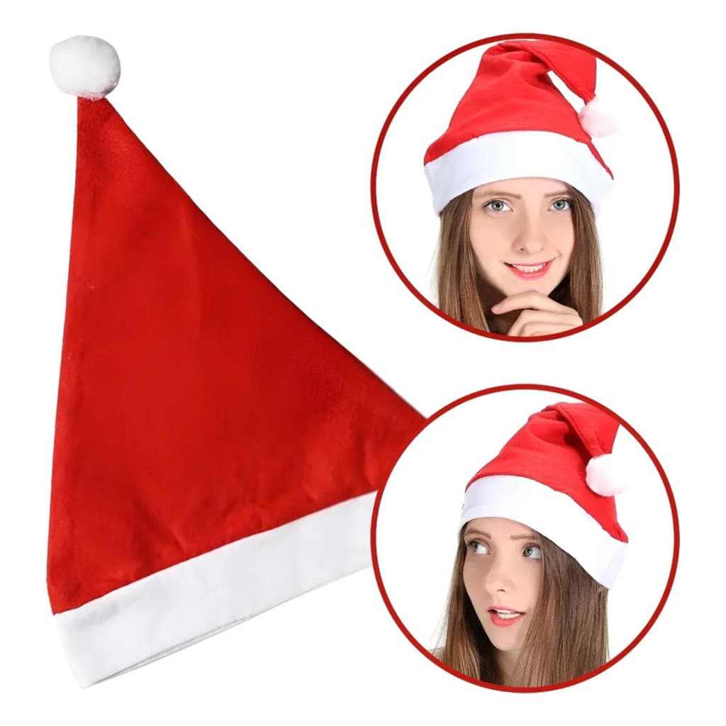Gorro Papai Noel Adulto Vermelho Brilhante Touca Natalina Mamãe Noel Festiva