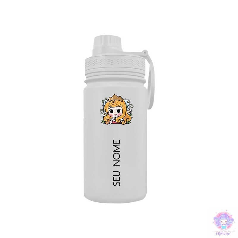 Chibi Aurora - Garrafa Térmica Fresh Com Alça Personalizada Infantil com Seu Nome 350ml 550ml 600ml