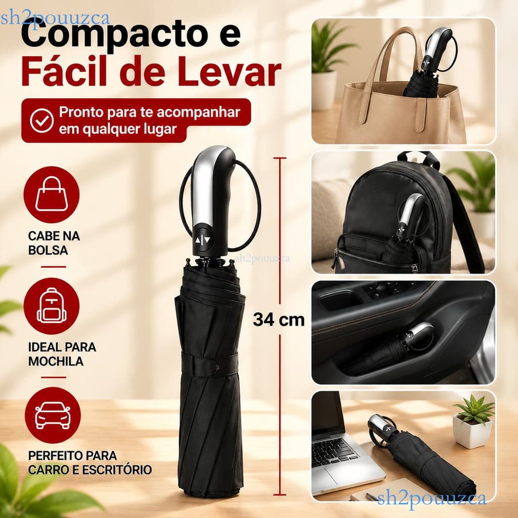 Guarda Chuva Automático Abre E Fecha Com 1 Toque Dobrável Compacto Para Chuva E Sol 105cm Portátil ✨sh2pouuzca