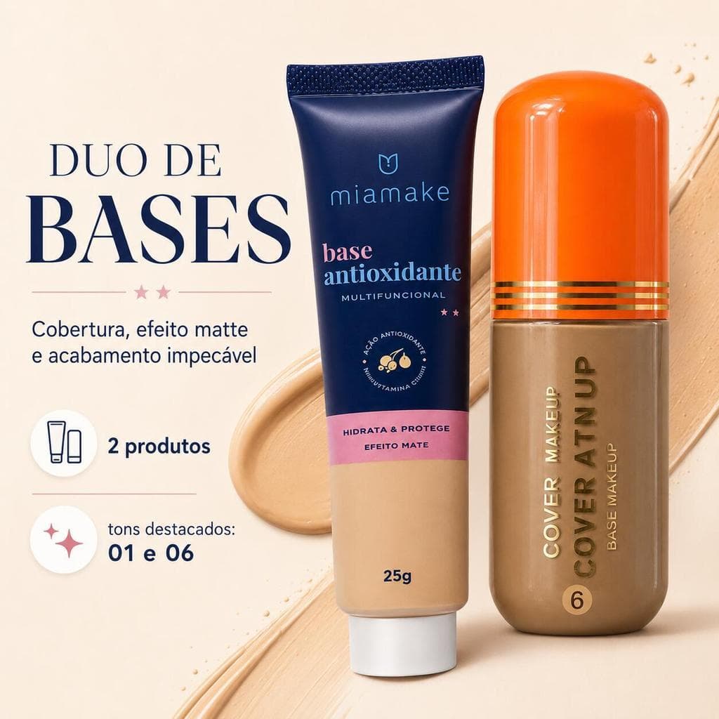 Base Líquida Miamake Antioxidante 25g + Love Rain Matte – Duo de Alta Cobertura para Maquiagem LR-F2016-6+325-1