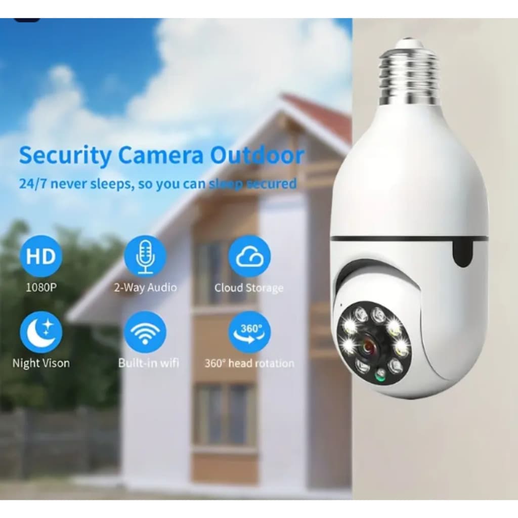 2 UNIDADES - Câmeras Lâmpadas de Segurança Vigilância IP Wi-Fi 360° Visão Noturna FullHD Bivolt