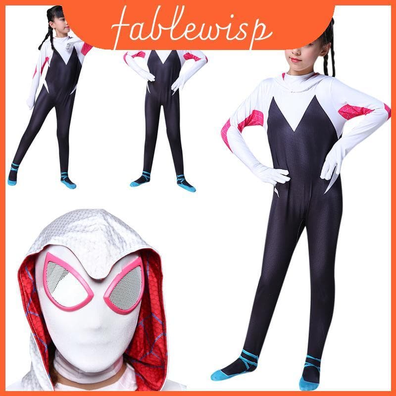 Roupa De Cosplay Durável Do Homem-Aranha No Verso Gwen Stacy Com Pontos Perfeitos Para Crianças