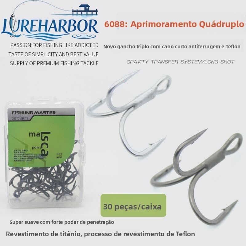 LUREHARBOR Alça Curta Quádruplo Reforçado Três Ganchos Adaptados à Placa de Ferro/Lápis/Minhow/VIB 30 Peças/pacote