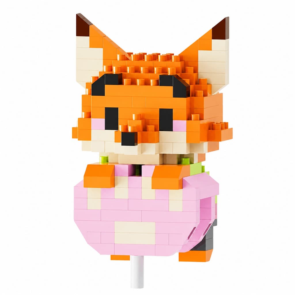 Mini Blocos de Montar Raposa Pixelada 205 Peças | Boneco Colecionável Decorativo ABS
