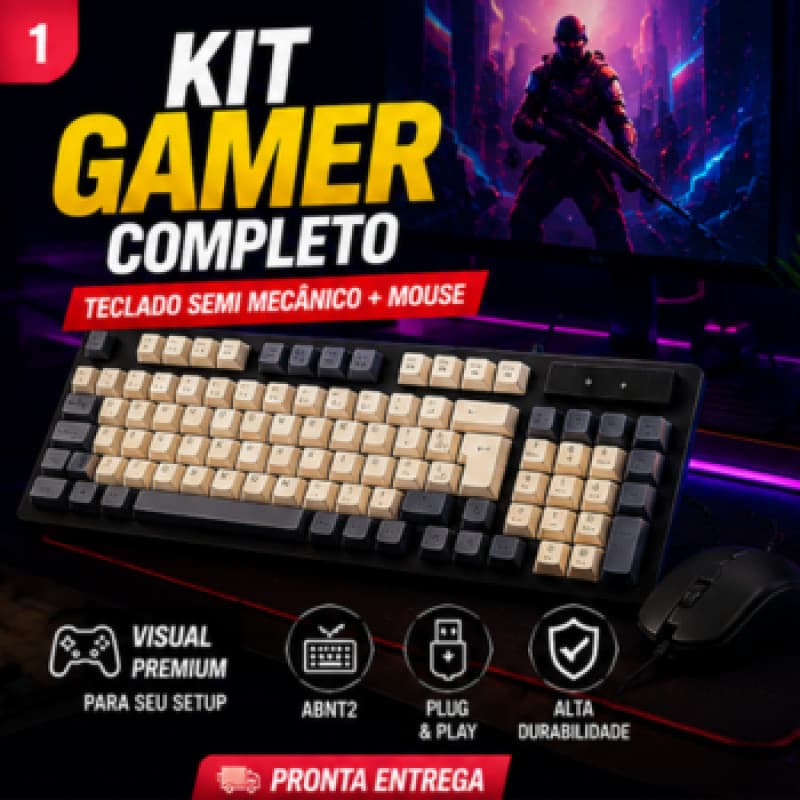 Kit Gamer Teclado Semi Mecânico + Mouse USB ABNT2 Altomex AL-9510 Para PC Notebook Setup Gamer