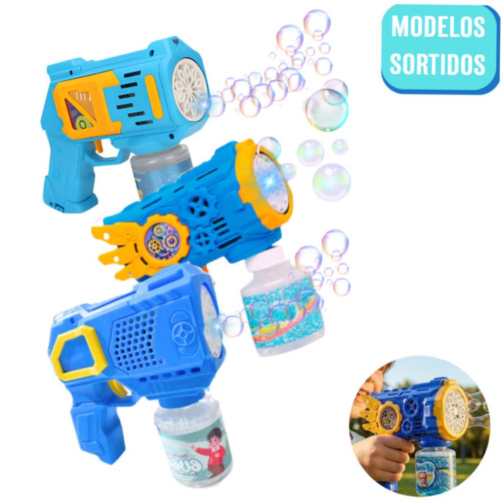 Pistola de bolhas automática divertida para crianças