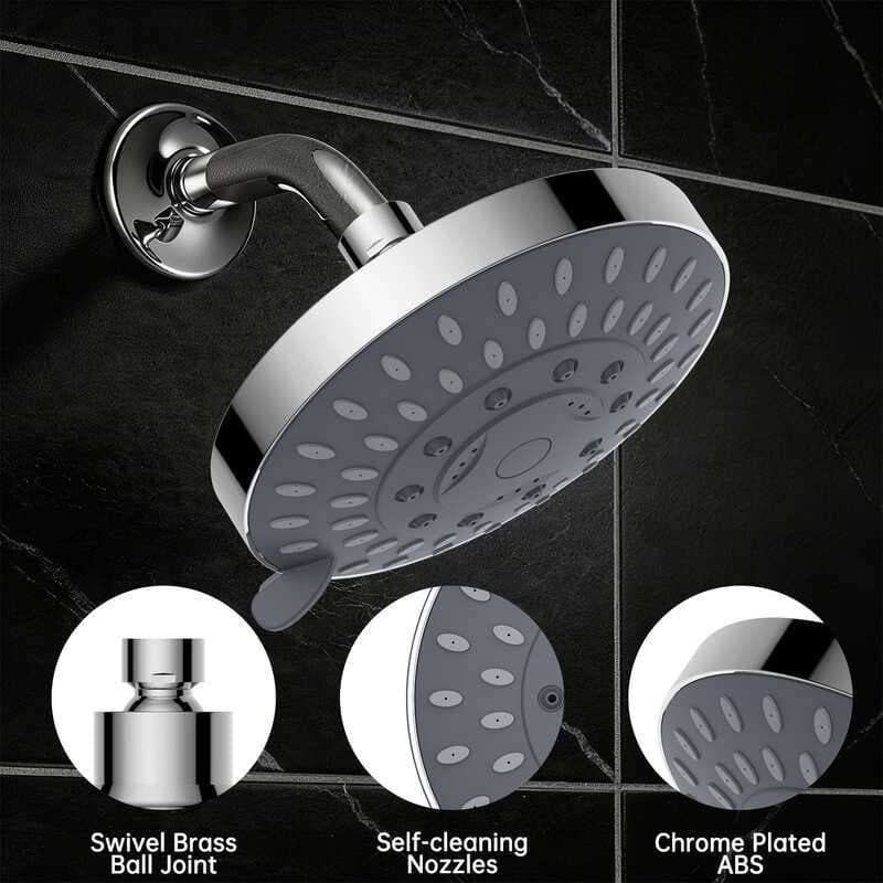 Cabeça de chuveiro de banheiro doméstico, fácil instalação, 20cm, ajuste de 5 velocidades, saída de água pressurizada, S