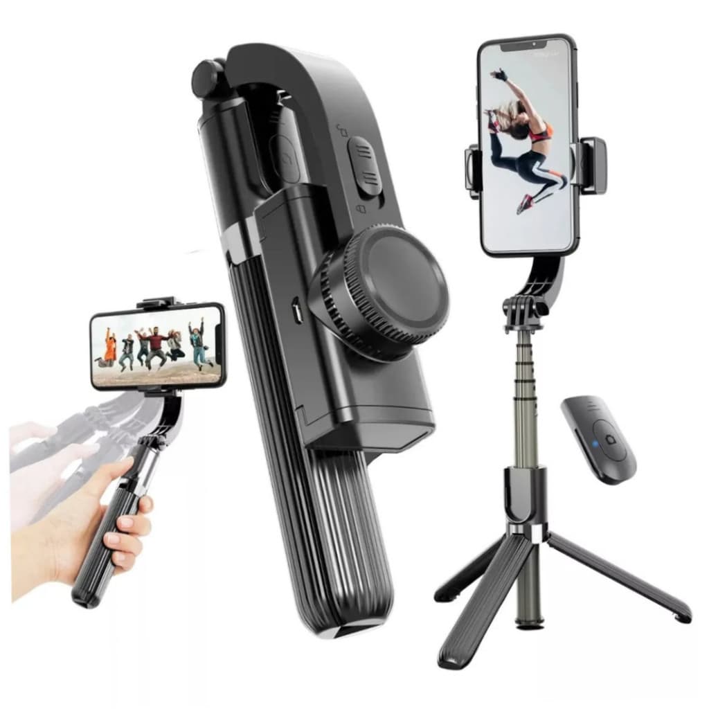 Gimbal Estabilizador para Celular L08 Tripé Pau de Selfie Bluetooth Recarregável 86cm