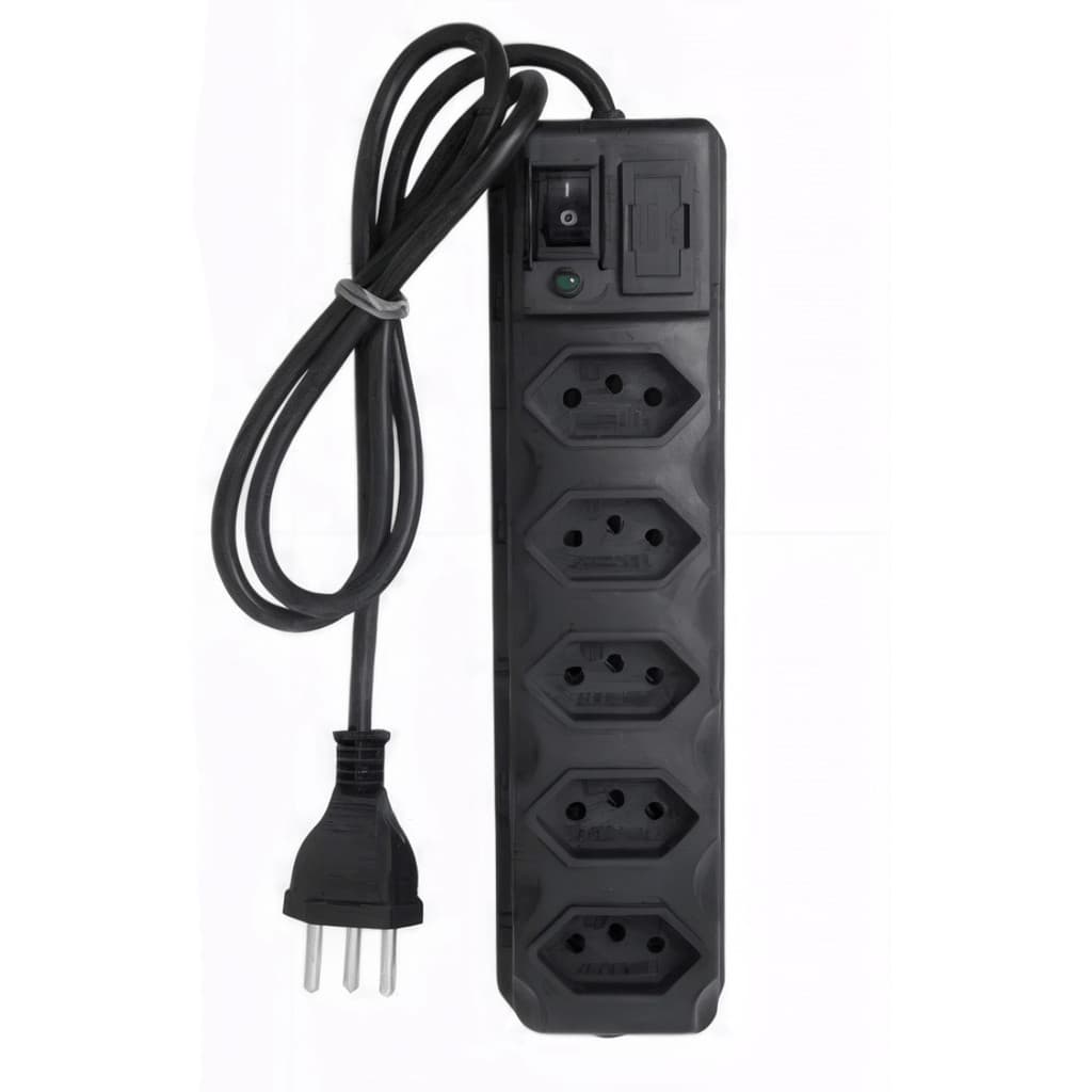 Filtro de Linha 5 Tomadas PVC Preto com Power 85cm