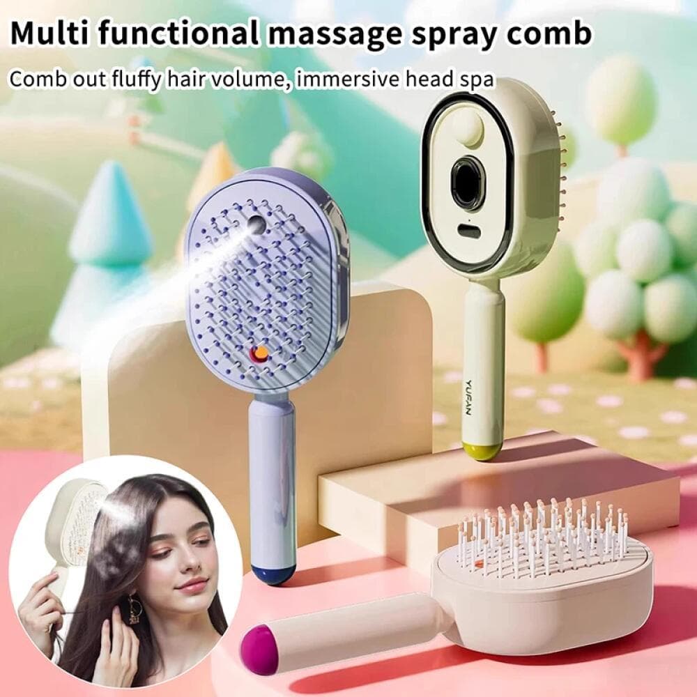 Escova De Cabelo A Vapor Elétrica Spray Massagem Pente Anti-Estático Auto-Limpeza Aplicador De Óleo Meninas Cuidados Com