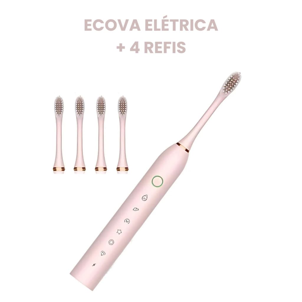Escova dental elétrica recarregável 6 modos rosa