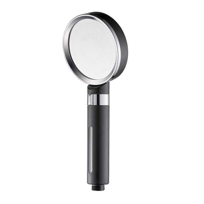 Cabeça de chuveiro com filtro preto para banheiro, três velocidades, ajustável, purificação de água, portátil, íon negat