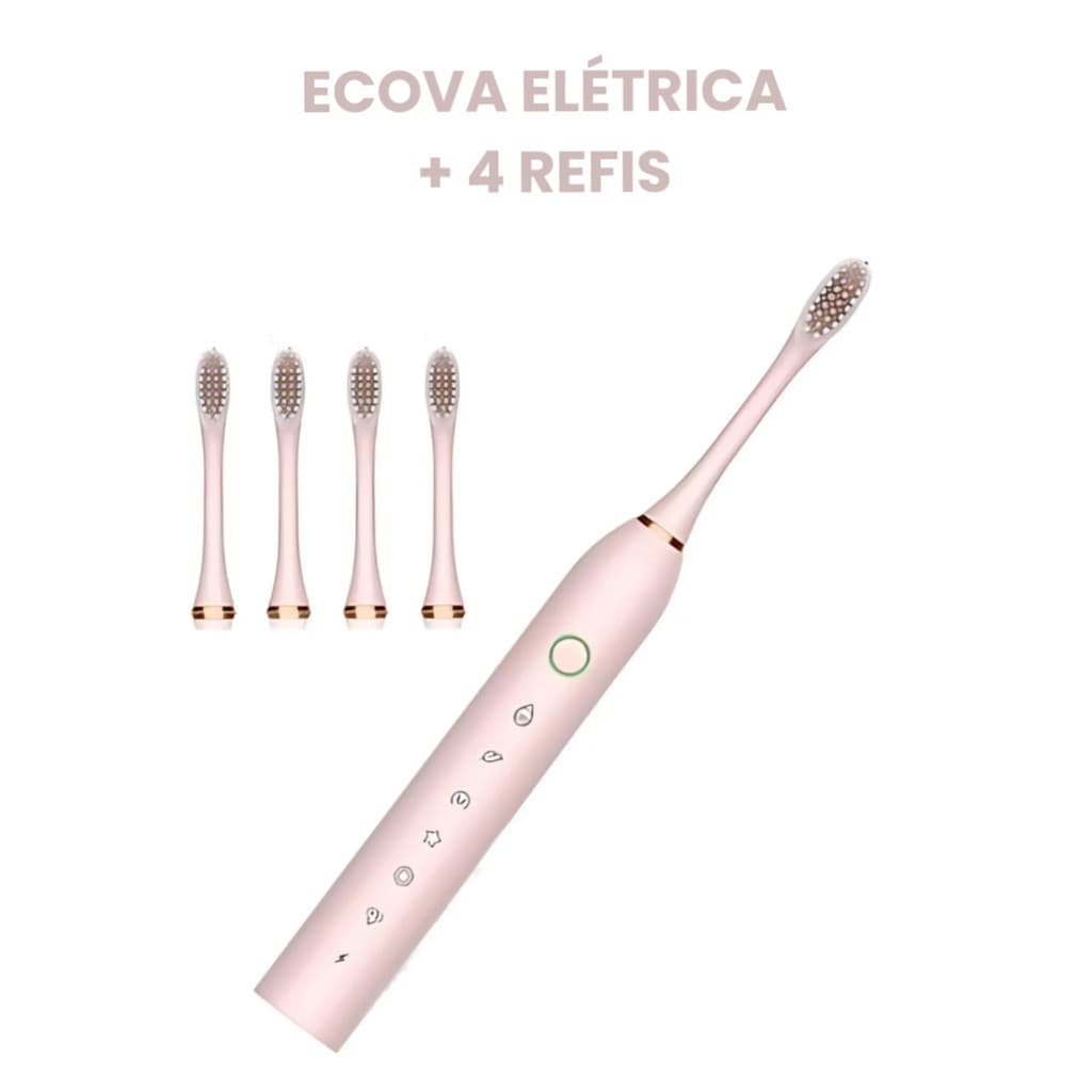 Escova elétrica sônica 22 cm com 6 modos rosa