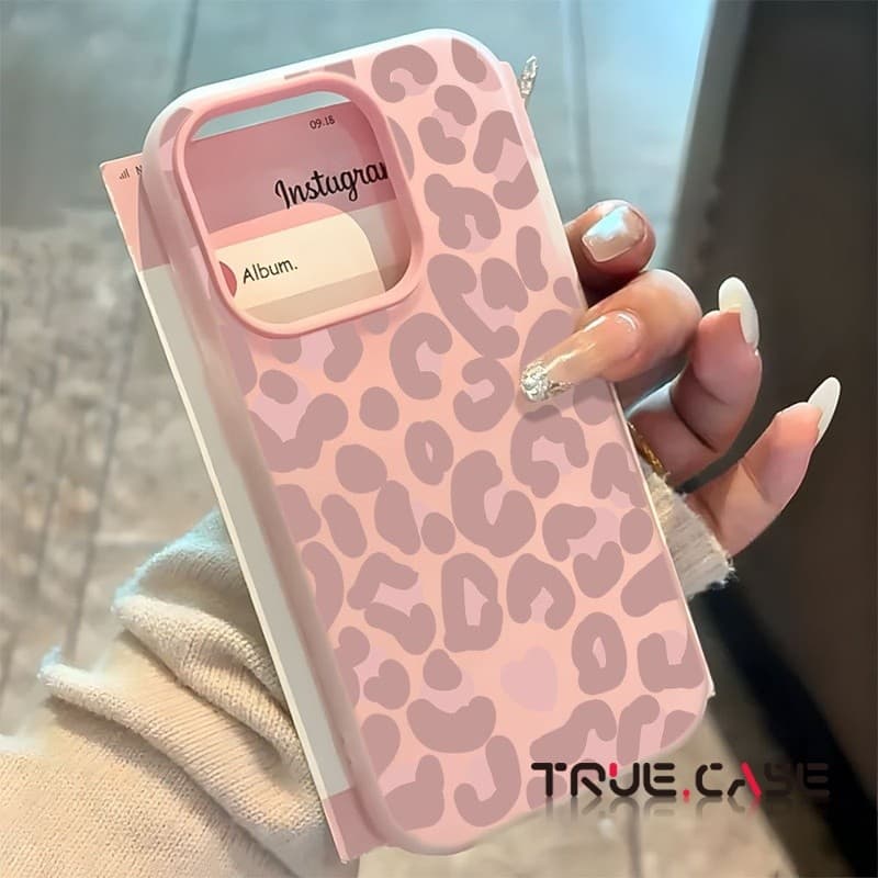 Capinha Gelatina 2 Em 1 Rosa Leopardo Anti-Impacto Para iPhone 7 8 X XR XS Max 11 12 13 14 15 16 17 Pro Max Plus