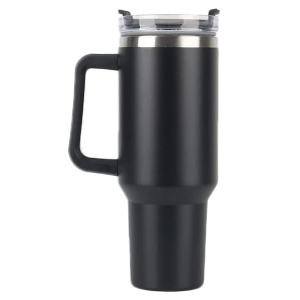 Copo Caneca 1200 ml Térmica Inox com Alça e Canudo - Preto