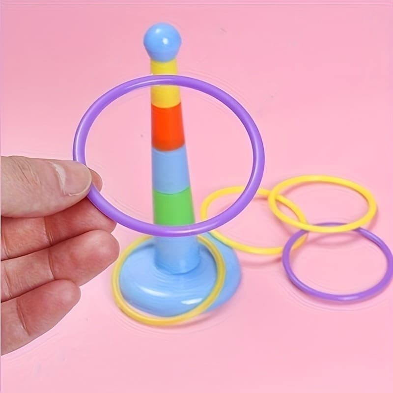 Torre de Empilhar Educativa para Pássaros com Cinco Círculos Plásticos Coloridos - Acessório Interativo para Brincadeira